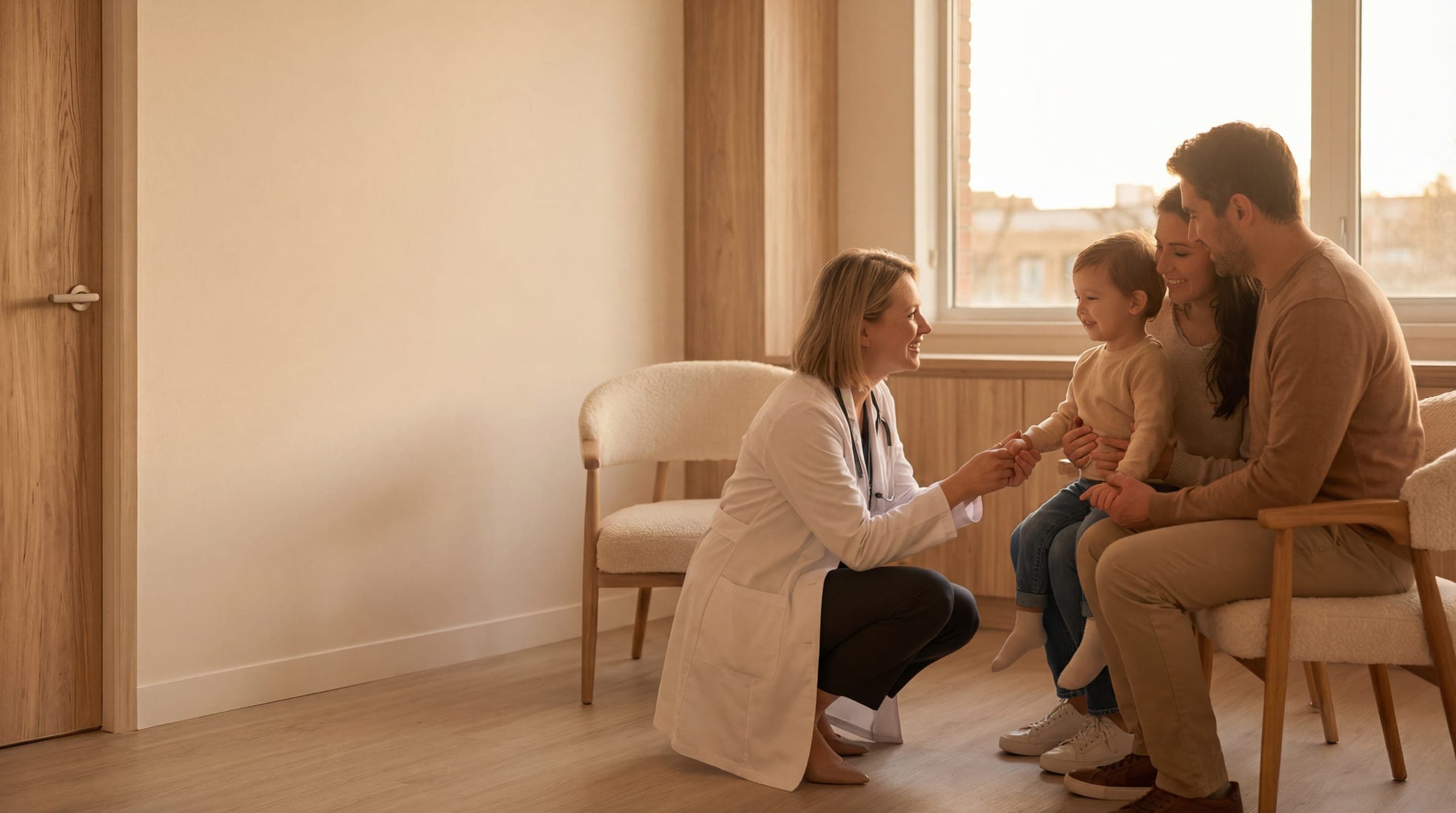 Ansley Grove Medical Centre clinician consulting with a family